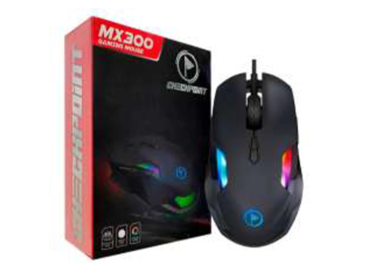MOUSE CHECKPOINT MX300 GAMING (CP-MS-1003) HASTA 10.000 DPI, 9 BOTONES, RGB, NEGRO