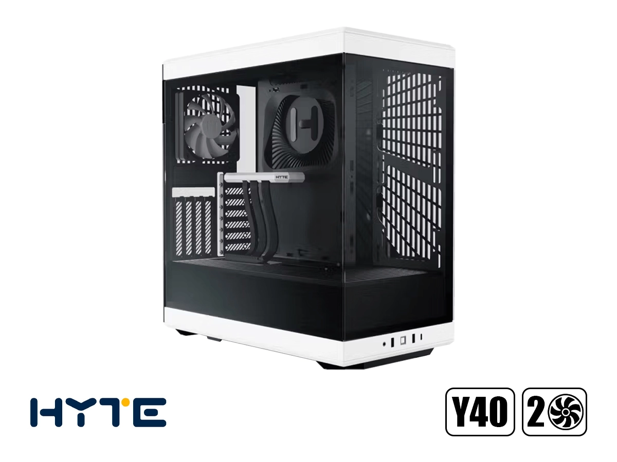 CASE HYTE  Y40 BLACK WHITE S/FUENTE (CS-HYTE-Y40-BW) MID TOWER, PANELES DE VIDRIO TEMPLADO, NEGRO Y BLANCO vista 2