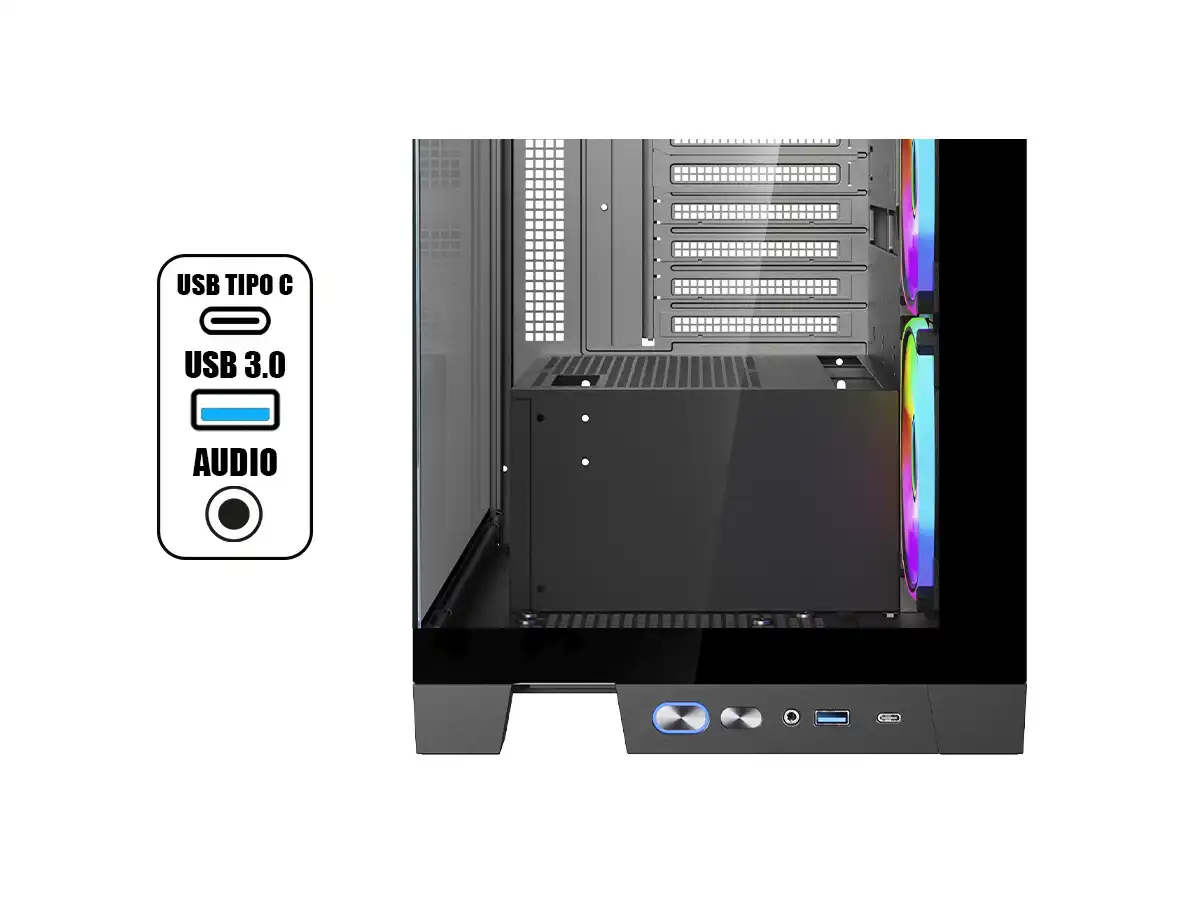 CASE GAMER GAMBYTE MAGUS S/FUENTE, NEGRO (CS-MAG4ARGWR-LG) PANEL DE VIDRIO, 4 VENTILADOR, LED ARGB vista 3