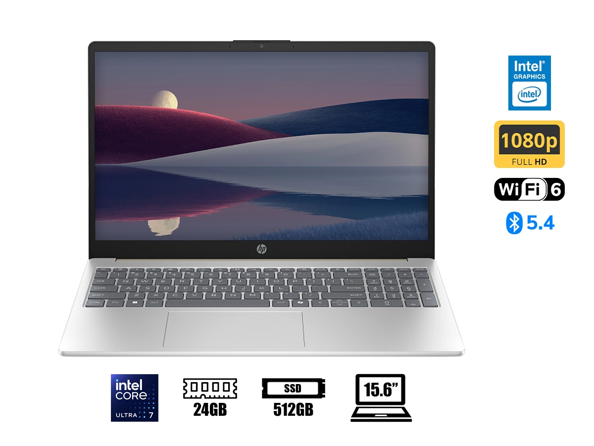 LAPTOP HP CORE ULTRA 7 255U AI 15-FD2384LA (D3XY0LA) RAM 24GB, SSD 512GB, 15.6 TACTIL  FHD IPS, FREEDOS, DORADO CALIDO vista 2