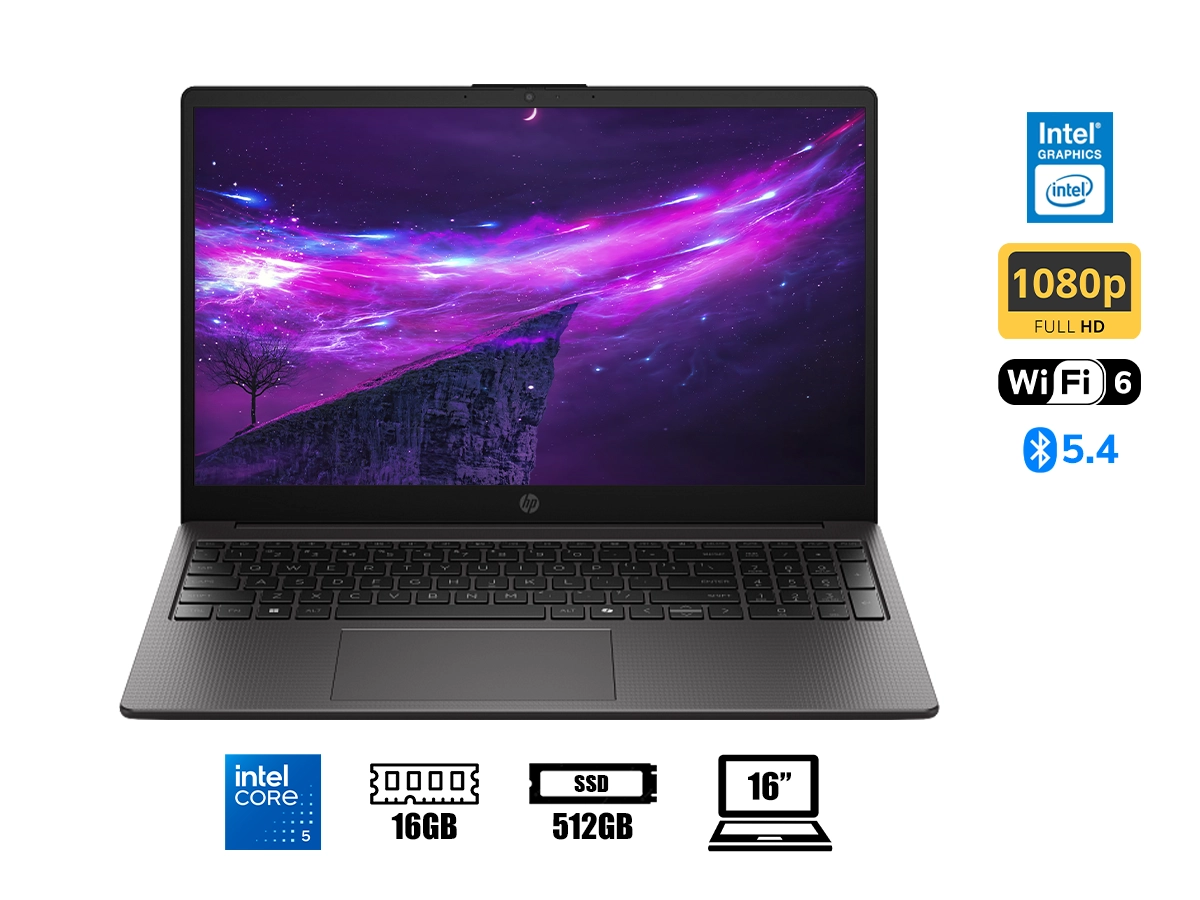 LAPTOP HP  CORE 5 120U  250R G10  16GB 512GB SSD 15.6 HD FREEDOS (D63YCAT-ABM) vista 2
