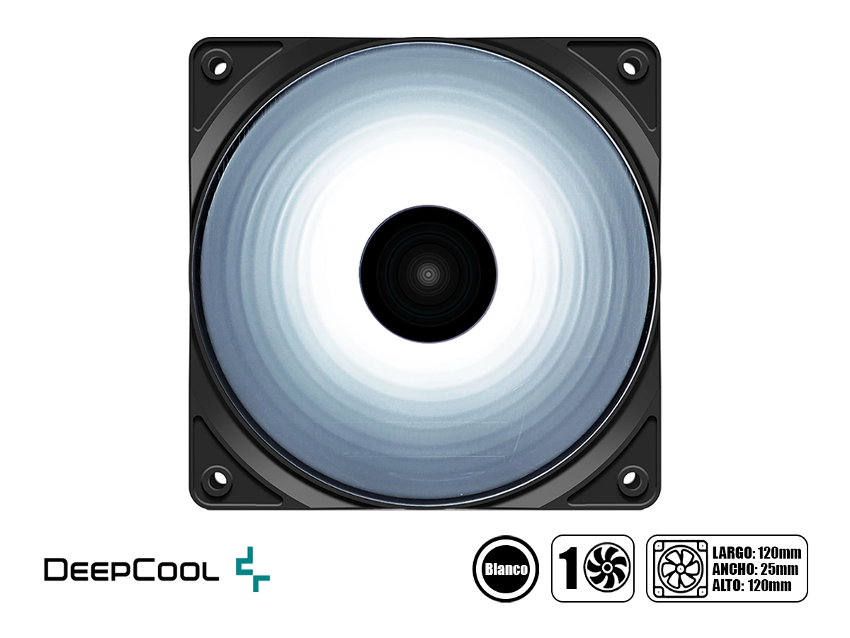 COOLER PARA CASE DEEPCOOL RF120W (DP-FLED-RF120-WH) 120MM, LED BLANCO-34091 vista 2