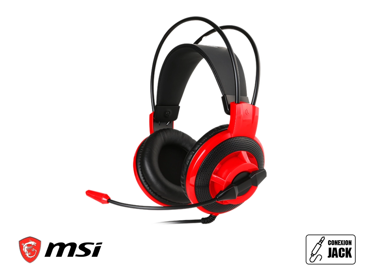 AURICULAR MSI GAMING DS501 (DS501) CON MICROFONO, INTERFAZ JACK 3.5 MM, NEGRO C/ ROJO vista 2