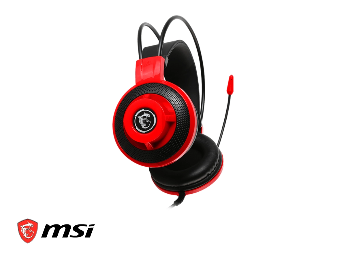 AURICULAR MSI GAMING DS501 (DS501) CON MICROFONO, INTERFAZ JACK 3.5 MM, NEGRO C/ ROJO vista 3