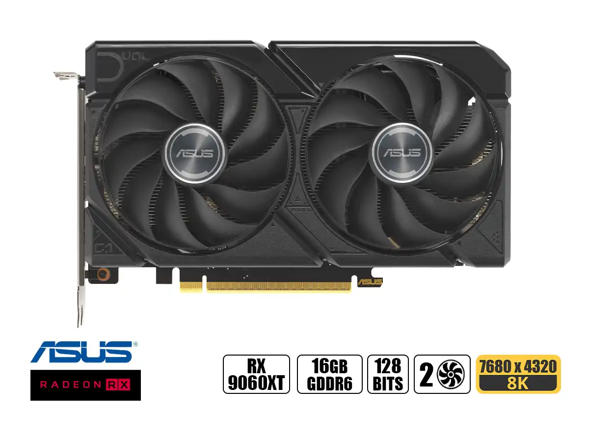 TARJETA DE VIDEO ASUS RX 9060XT DUAL 16GB 128 BIT PCI 5.0 GDDR6 (DUAL-RX9060XT-16G) vista 2