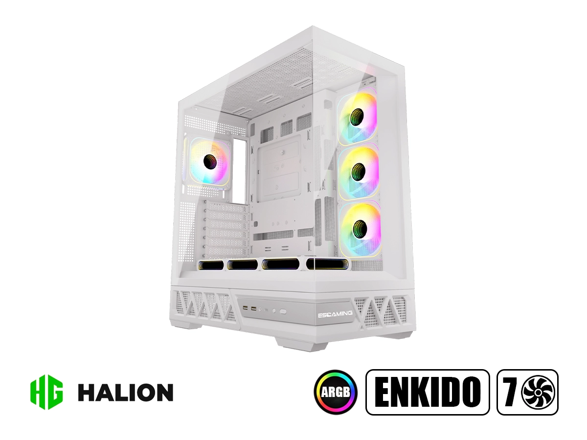 CASE ESGAMING ENKIDO-W (ENKIDO-W) S/FUENTE VIDRIO TEMPLADO, 7X FAN LED ARGB, BLANCO vista 2