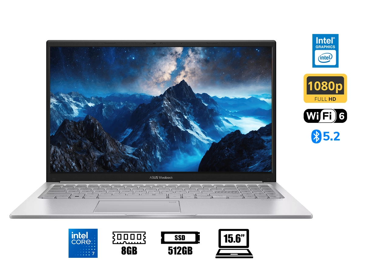 LAPTOP ASUS CORE 7 150U VIVOBOOK F1504VAP-NB71T (F1504VAP-NB71T) PANTALLA 15.6 FHD TACTIL, RAM 8GB, SSD 512GB, WIN11, COOL SILVER vista 2
