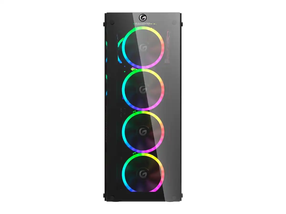 CASE GAMBYTE GHOSTX S/FUENTE (GI-GHOSTX-AI) PANELES DE VIDRIO, 6 VENTILADORES, LED ARGB, NEGRO vista 3