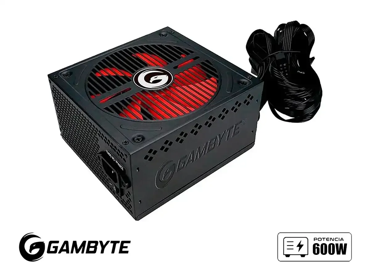 FUENTE DE PODER GAMBYTE 600W GN600 (GI-GN600-R VER.3.0) ATX, CAJA vista 2