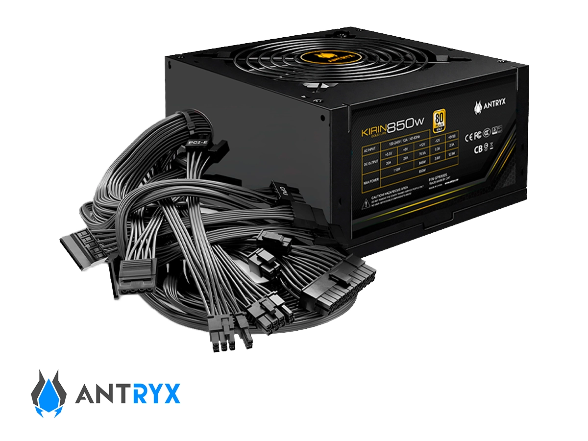 FUENTE DE PODER ANTRYX 850W ATX, GOLD 80 PLUS, KIRIN 850 LITE, COLOR NEGRO (GPW850S) vista 3