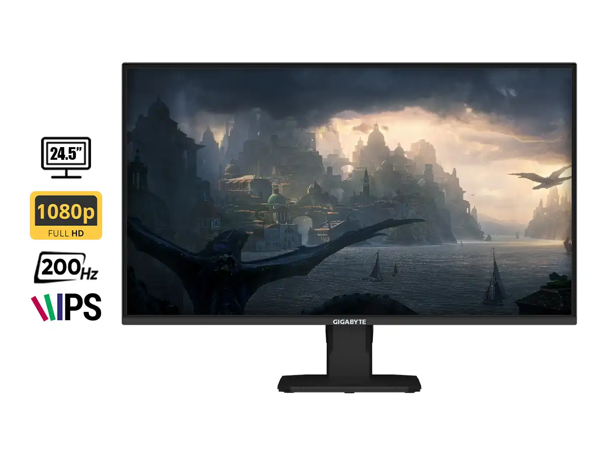 MONITOR GIGABYTE 24.5 PULGADAS GS25F2 (GS25F2) GAMING FHD, 200HZ, 1MS, 2HDMI, 1DP-20670 vista 2
