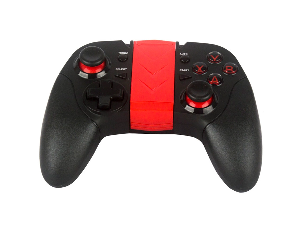 GAMEPAD HALION INALAMBRICO BLUETOOTH CLASSIC 3.0, SOPORTE SMARTPHON, COLOR NEGRO C/ ROJO (HA-7004) vista 2