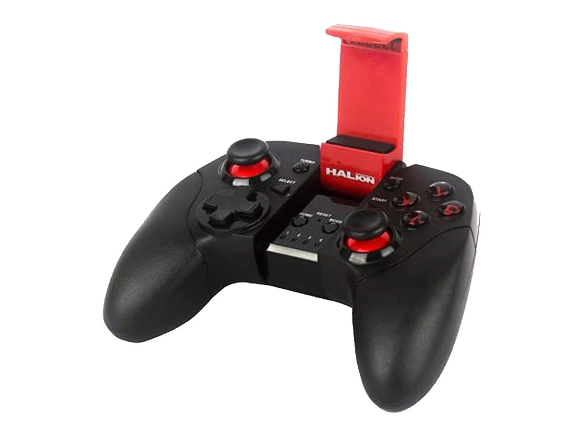 GAMEPAD HALION INALAMBRICO BLUETOOTH CLASSIC 3.0, SOPORTE SMARTPHON, COLOR NEGRO C/ ROJO (HA-7004) vista 3