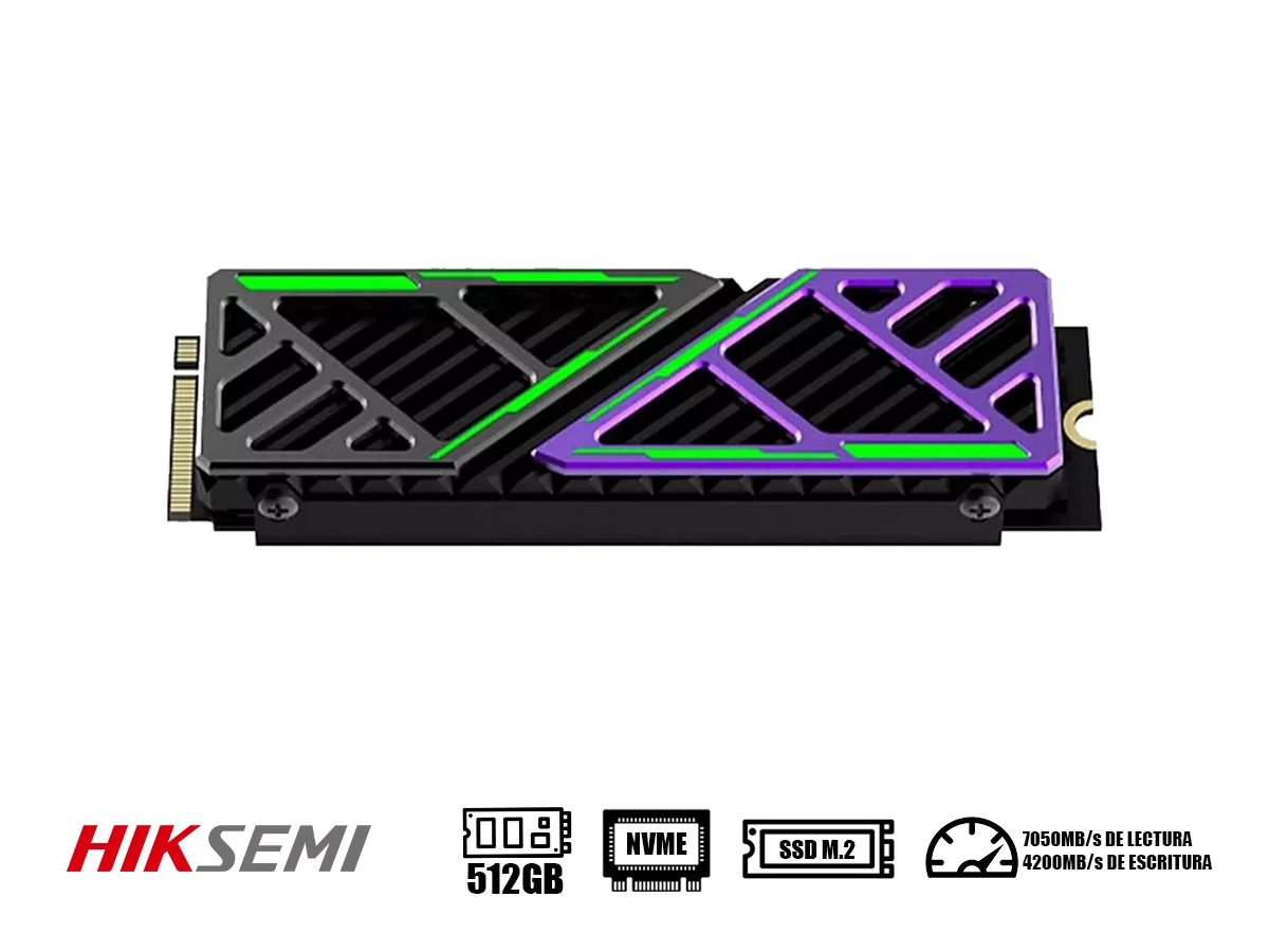UNIDAD DE ALMACENAMIENTO SSD M.2 PCIE HIKSEMI 512GB NVME FUTURE X, 2280 CON DISIPADOR  (HS-SSD-FUTUREX 512G) HASTA 7050MB/S DE ESCRITURA vista 2