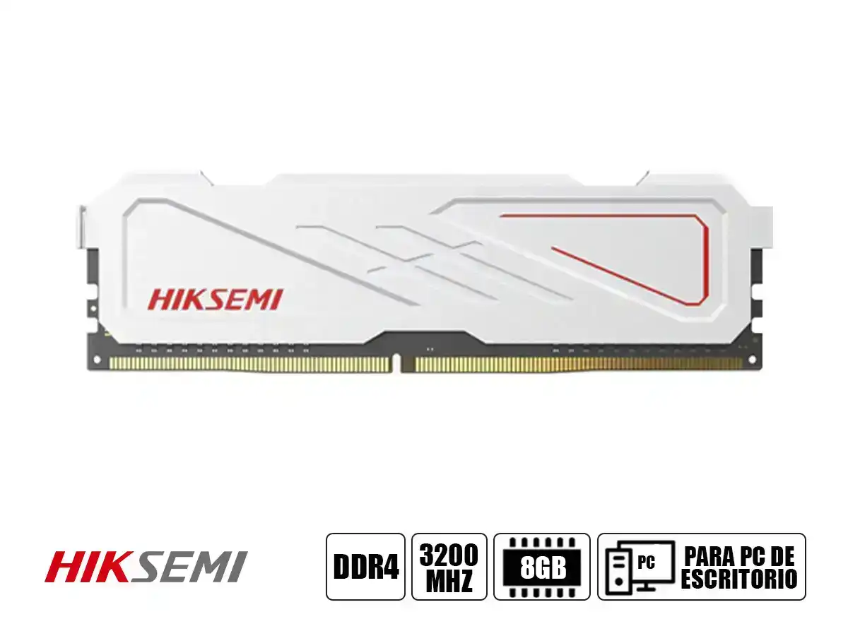 MEMORIA RAM HIKSEMI DDR4 8GB ARMOR (HSC408U32E2-8) 3200 MHZ, BLANCO vista 2