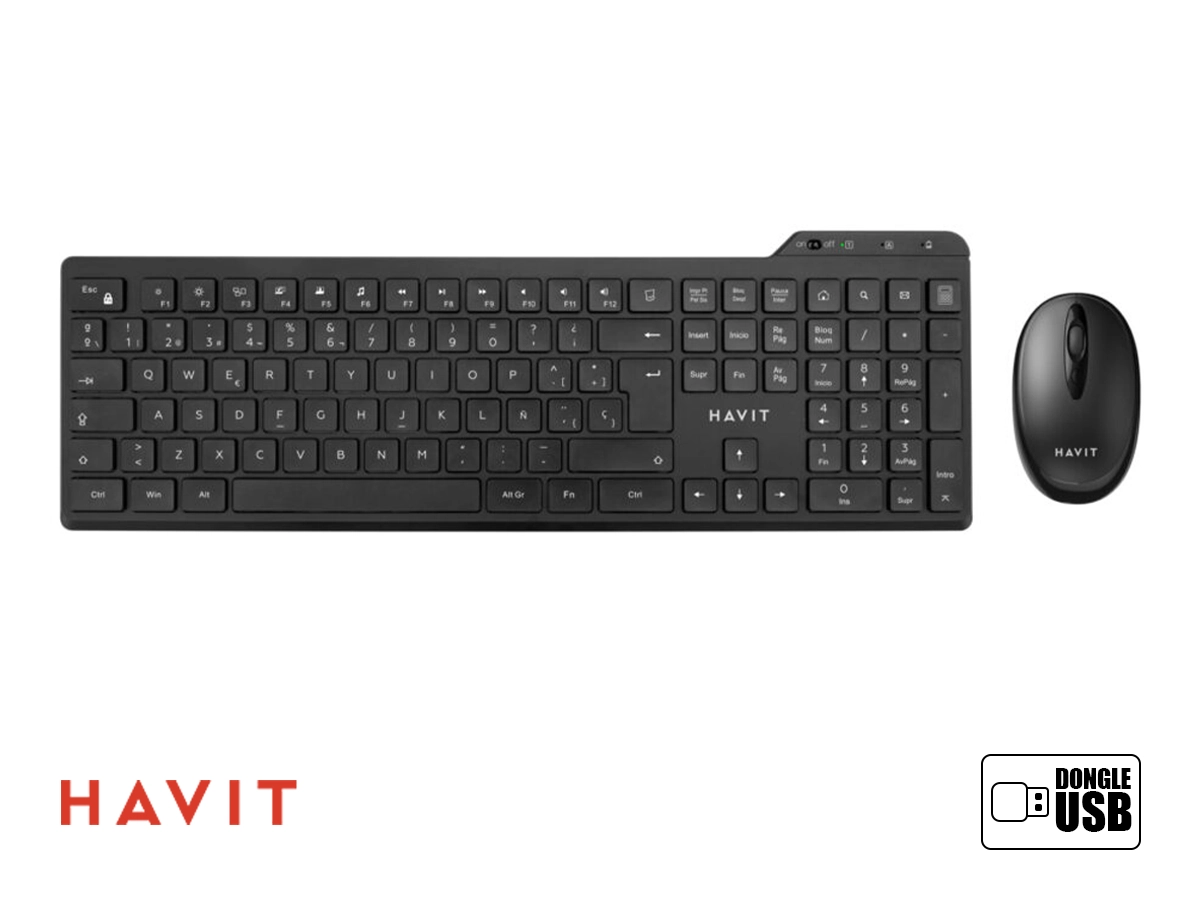 COMBO 2 EN UNO INALAMBRICO HAVIT KB262GCM-SP NEGRO vista 2