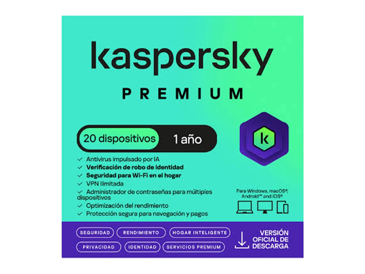 ANTIVIRUS KASPERSKY PREMIUM (KL1047DDNFS) 20PC, 1AÑO vista 2