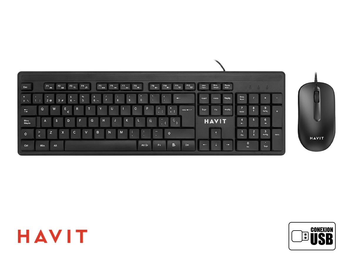 COMBO 2 EN UNO TECLADO MOUSE  HAVIT KB2001CM-SP NEGRO vista 2