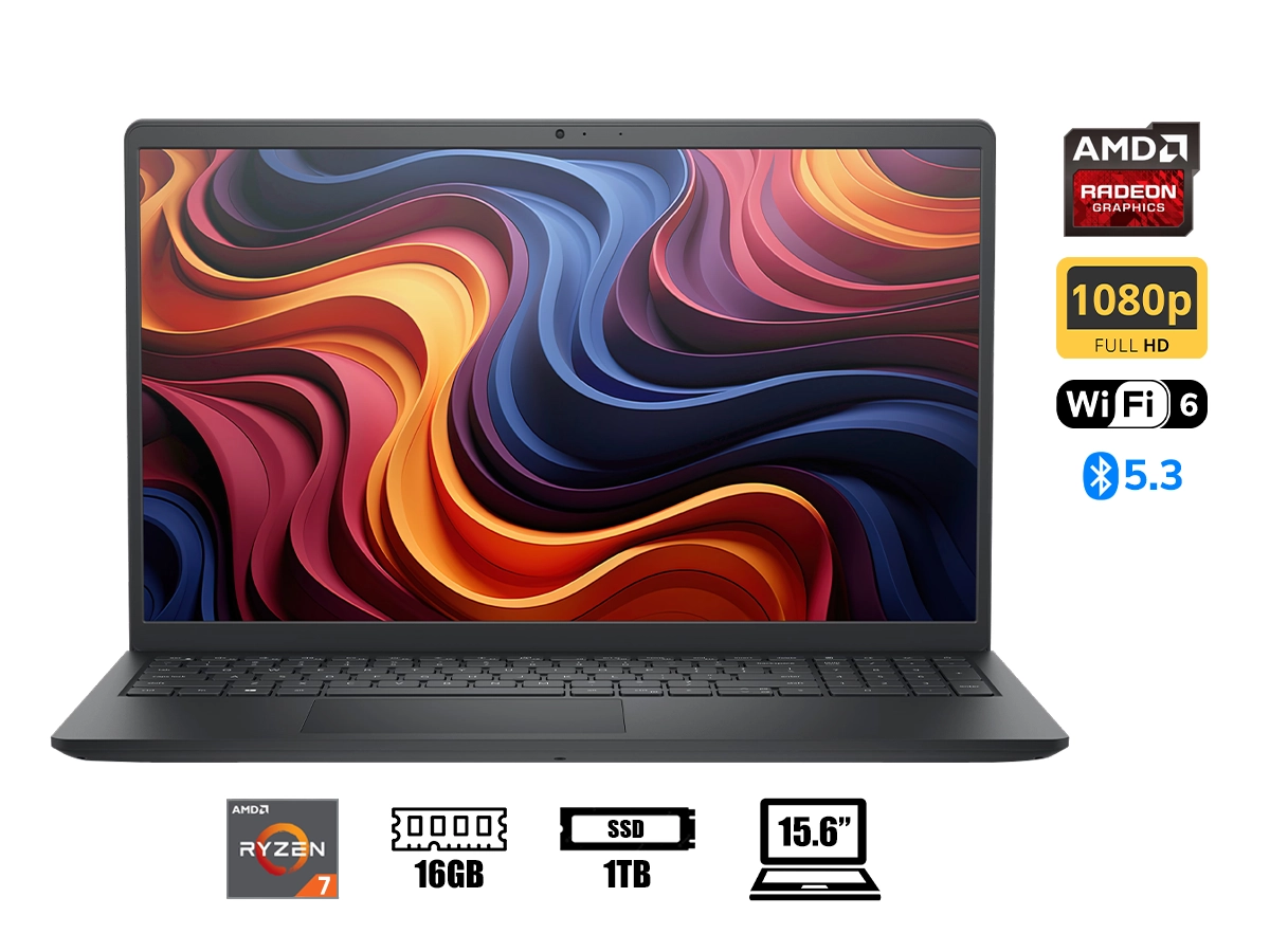LAPTOP DELL AMD RYZEN 7 7730U LDC15255 (LDC15255CTO) RAM 16GB, SSD 1TB, PANTALLA 15.6 FHD, WIN11, CARBON BLACK vista 2