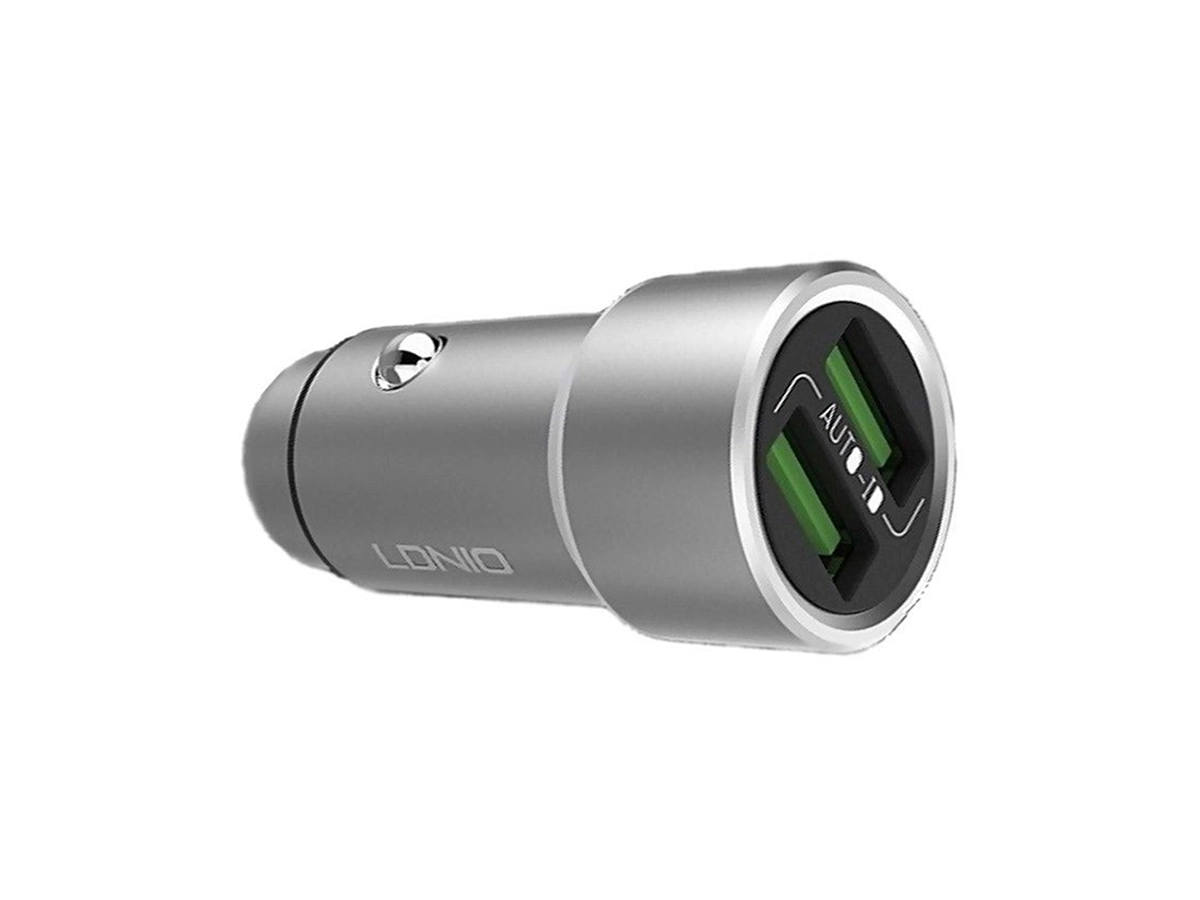CARGADOR LDNIO PARA COCHES, 2 PUERTOS USB, ENTRADA DC 12V-24V, SALIDA DC5V 3.6A, COLOR PLATA (C401) vista 2