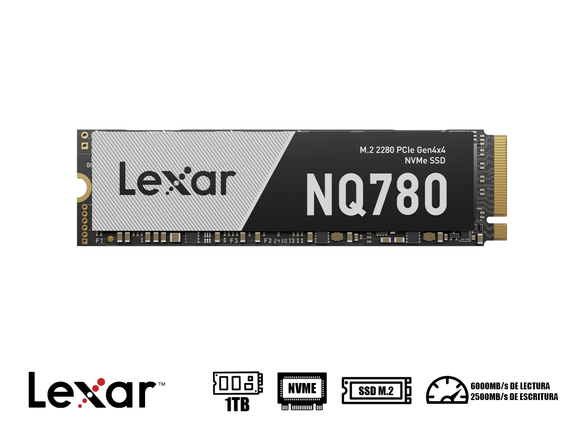 UNIDAD DE ALMACENAMIENTO SSD M.2 PCIE LEXAR 1TB NVME NQ780 (LNQ780X001T-RNNNG) HASTA 6000MB/S DE LECTURA-34339 vista 2