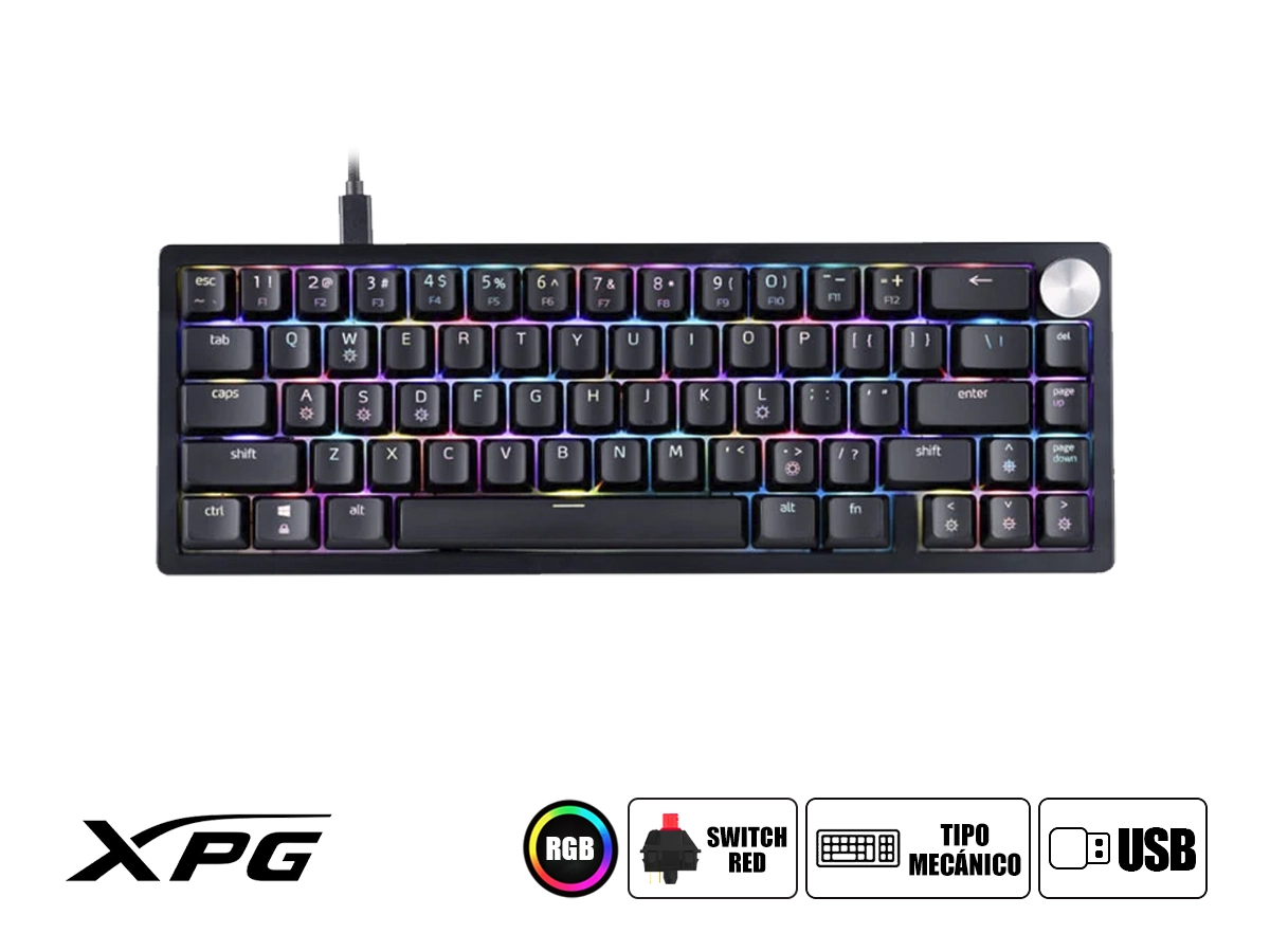 TECLADO MECANICO GAMER XPG SORCERER MINI (RD-BKCES) MECANICO, 65%, SWITCH RED, RGB, NEGRO vista 2