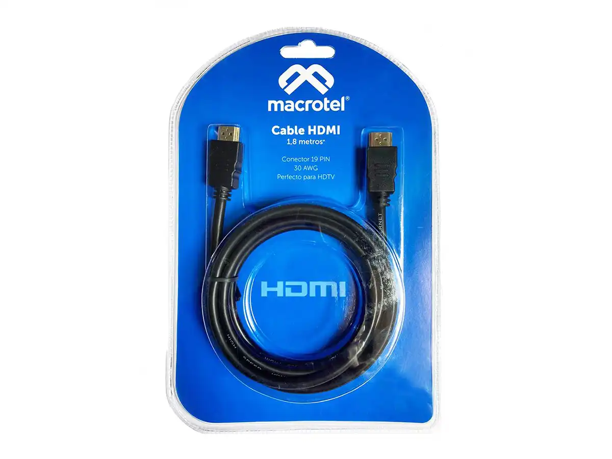 CABLE DE PUERTO HDMI MACHO -- A -- PUERTO HDMI  MACHO, MACROTEL, 1.8 METROS (MV-2310) vista 2