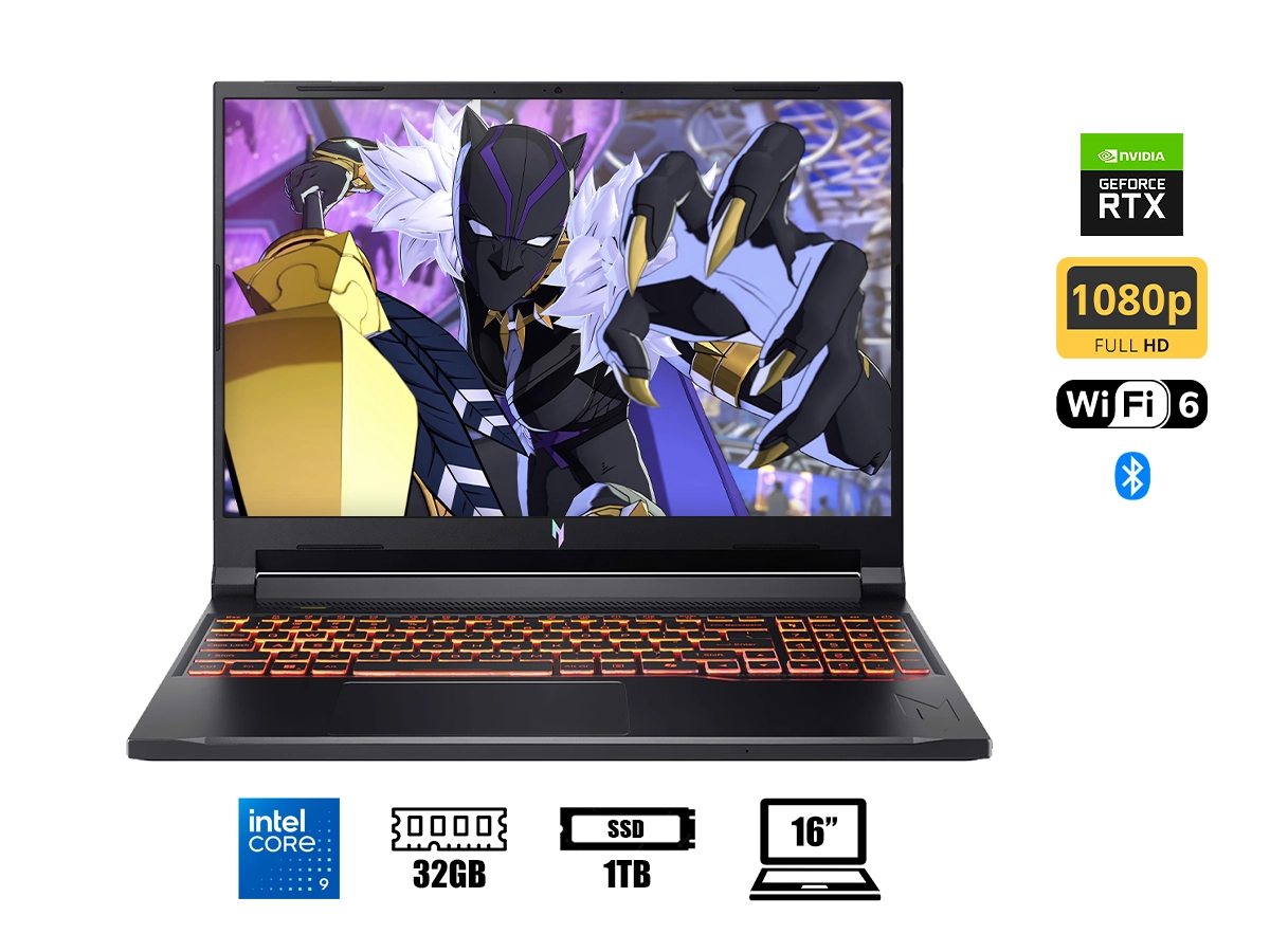 LAPTOP ACER CORE 9 270H NITRO V16 ANV16-72-933F (NH.U2FAA.003) PANTALLA 16 PULG FHD+ IPS, RAM 32GB, SSD 1TB, RTX 5070 8GB, WIN11, BLACK vista 2