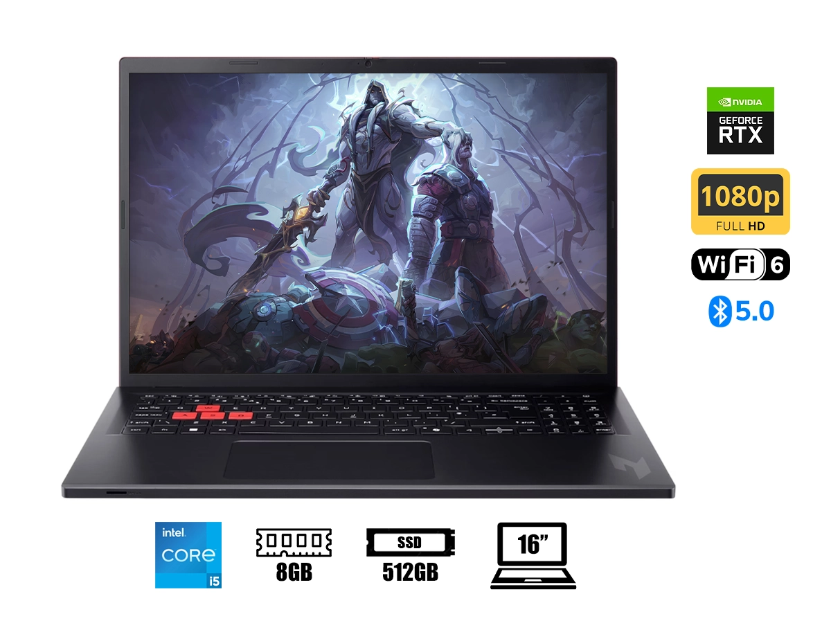 LAPTOP ACER CORE I5-13420H NITRO LITE NL.16-71G-55HP (NHD60AL004) 16 FHD+ 165HZ , RAM 8GB, SSD 512GB, RTX 4050 6GB, WIN1 vista 2