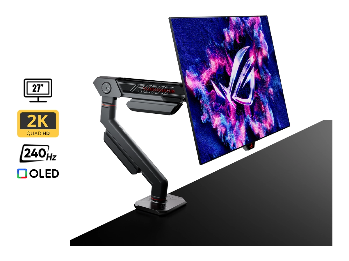 MONITOR ASUS 27 PULGADAS ROG SWIFT (PG27AQDM-R) 2K QHD OLED, 240HZ, 0.003MS, PIVOTE, 2HDMI, 1DP, 2USB vista 2