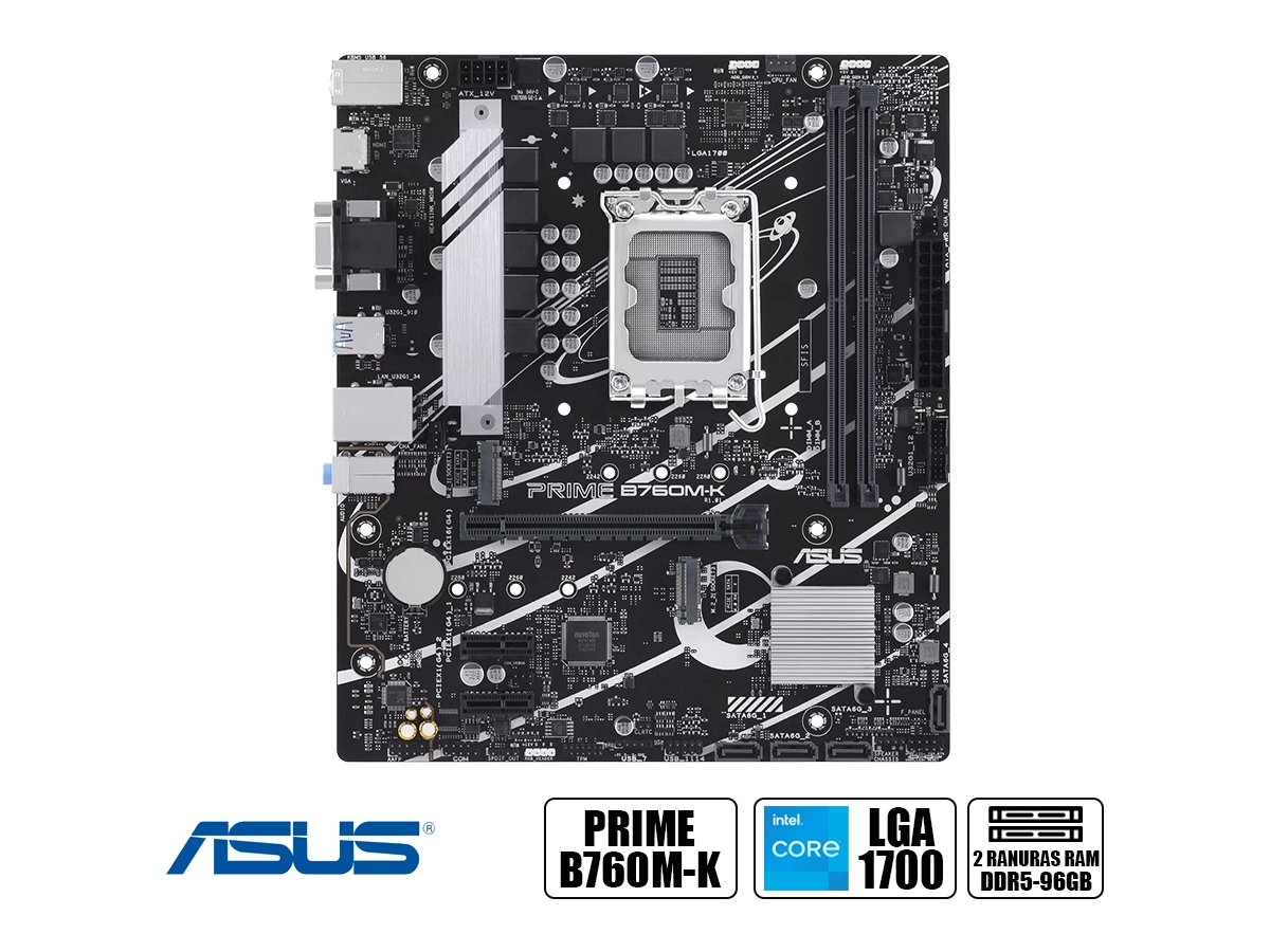 PLACA MADRE ASUS B760M-K PRIME (90MB1FI0-M1EAY0) SOCKET LGA 1700, RAM DDR5 vista 2