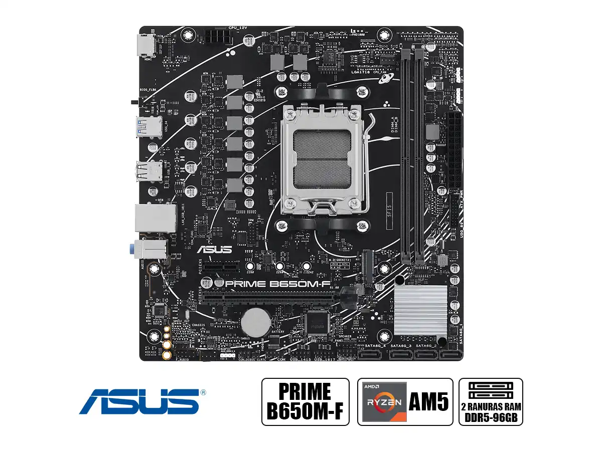 PLACA MADRE ASUS PRIME B650M-F(PRIME-B650M-F) SOCKET AM5, RAM DDR5 vista 2