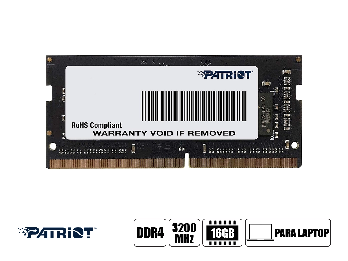 MEMORIA SODIMM PATRIOT DDR4 16GB FRECUENCIA 3200 MHZ, SIGNATURE LINE, PARA LAPTOP, (PSD416G32002S) vista 2