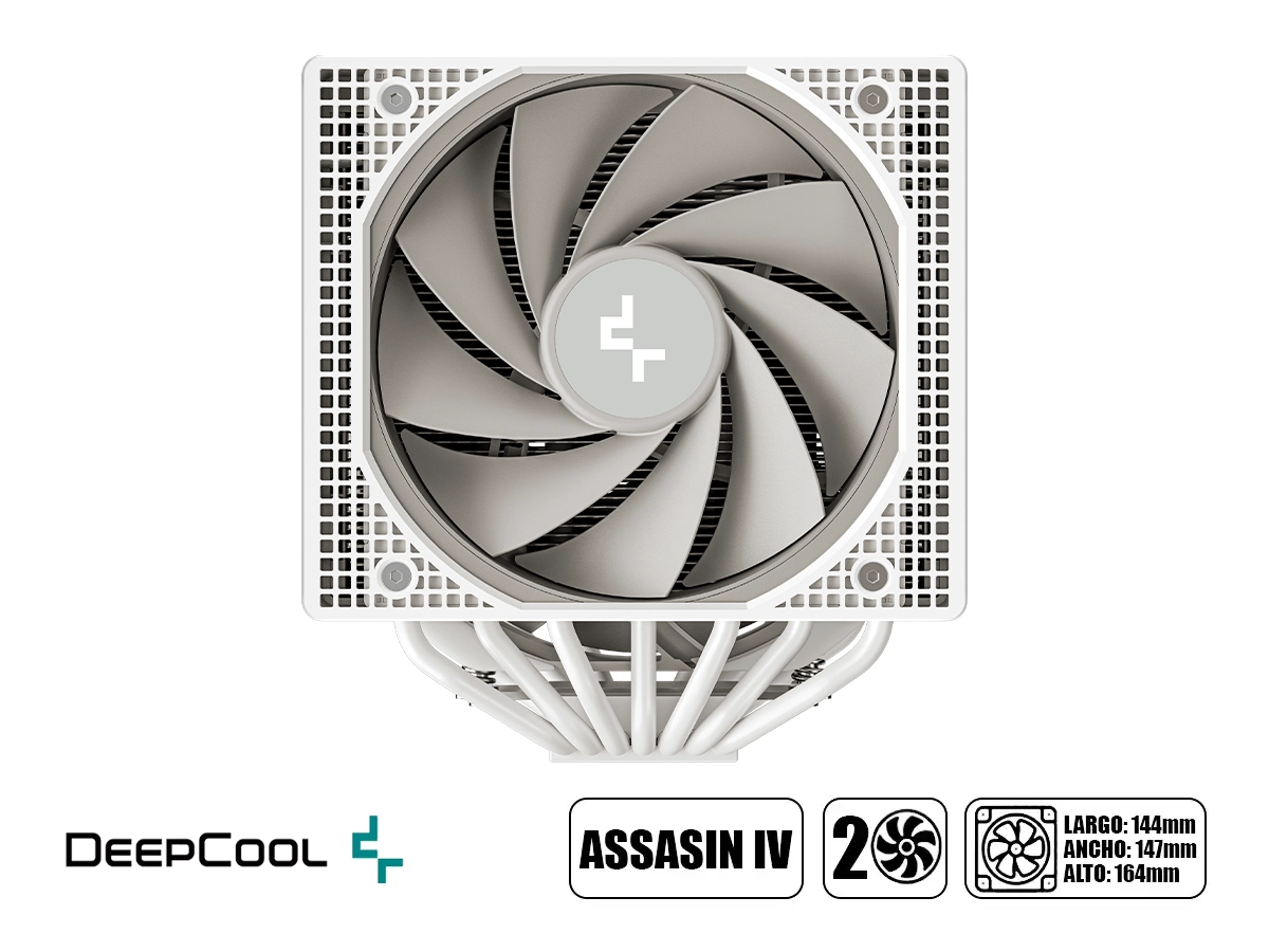 COOLER PARA PROCESADOR DEEPCOOL ASSASSIN IV WH (R-ASN4-WHNNMT-G) BLANCO, 2 VENTILADORES, 120MM vista 2