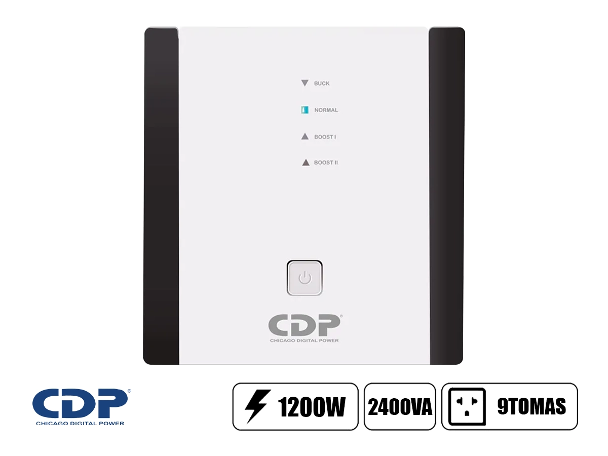 ESTABILIZADOR CDP  2400VA/1200W 8 TOMAS (R-AVR2408IPRO) vista 2
