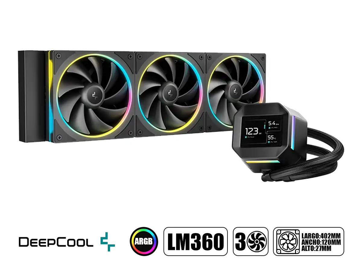 SISTEMA DE ENFRIAMIENTO LIQUIDO DEEPCOOL LM360 DIGITAL ARGB (R-LM360-BKDMMC-1) 3 VENTILADORES | LED ARGB vista 2