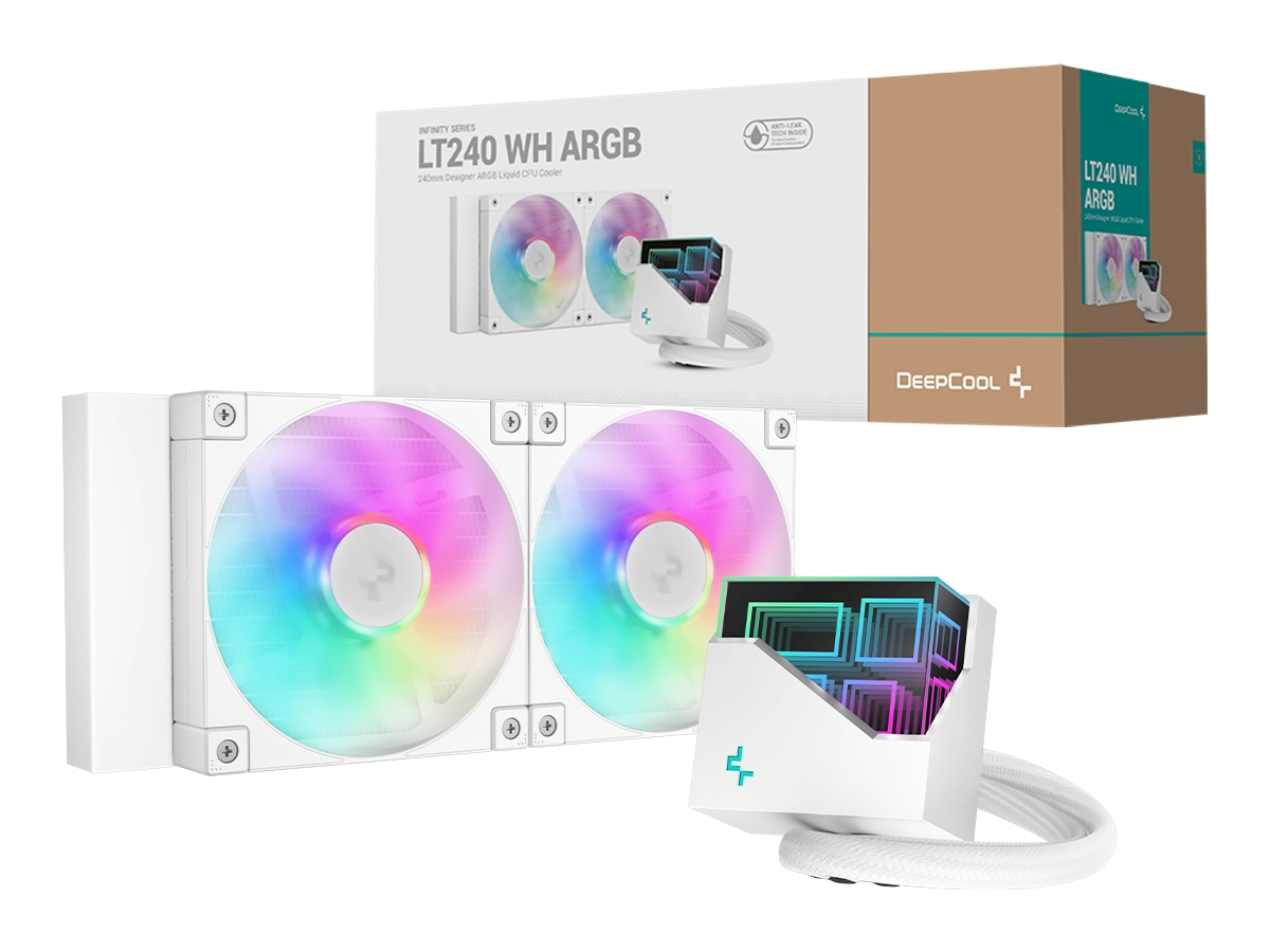 SISTEMA DE ENFRIAMIENTO LIQUIDO DEEPCOOL LT240 WH ARGB (R-LT240-WHAMNC-G-1) 2 VENTILADORES, 240MM, LED RGB