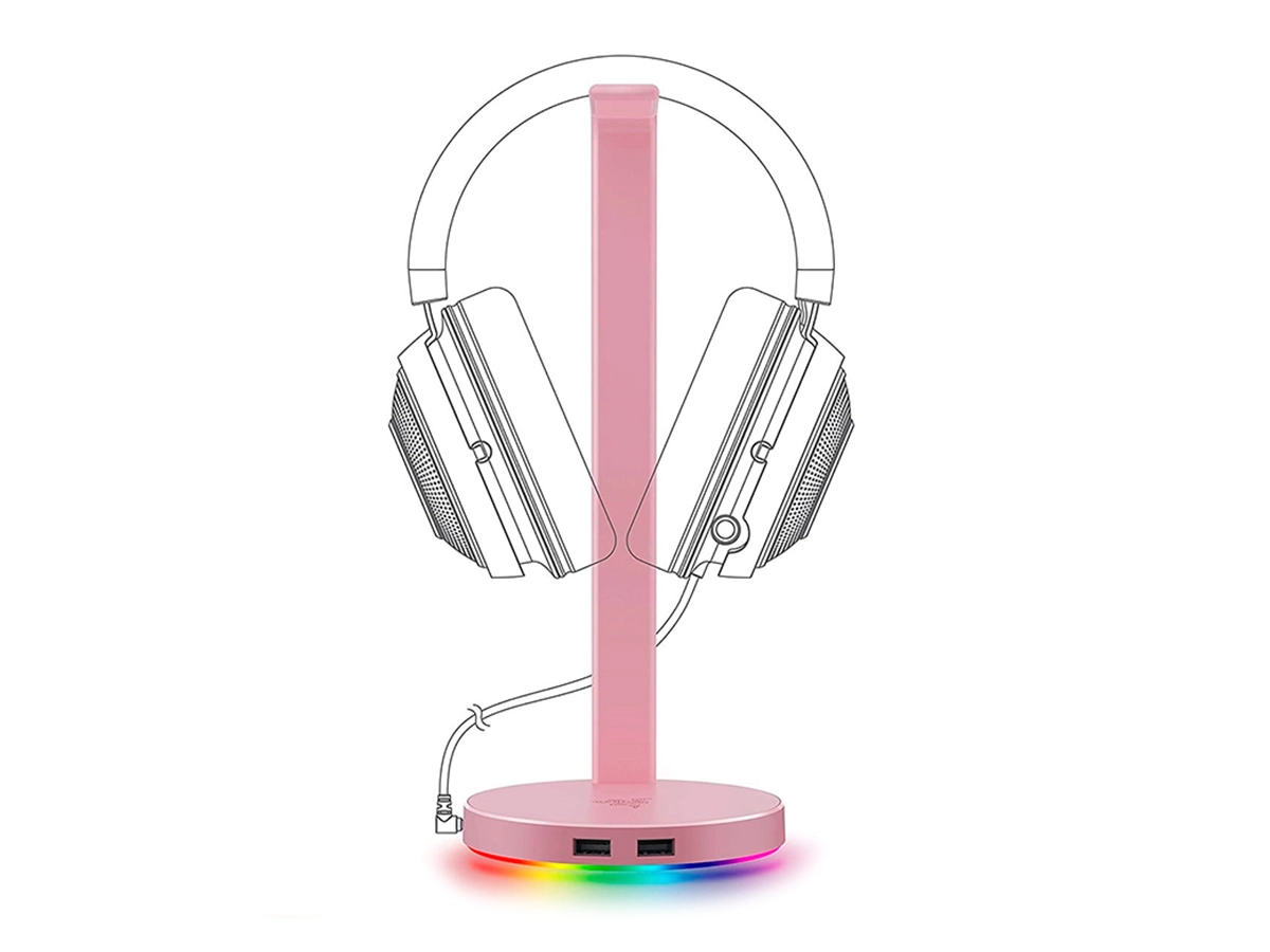 SOPORTE DE AURICULAR RAZER STATION V2 CHROMA-QUARTZ, CONEXION USB, HUB USB, ILUMINACION LED RGB, DIMENSIONES 12 X 27.8 CM, ROSA (RC21-01510200-R3M1) vista 3