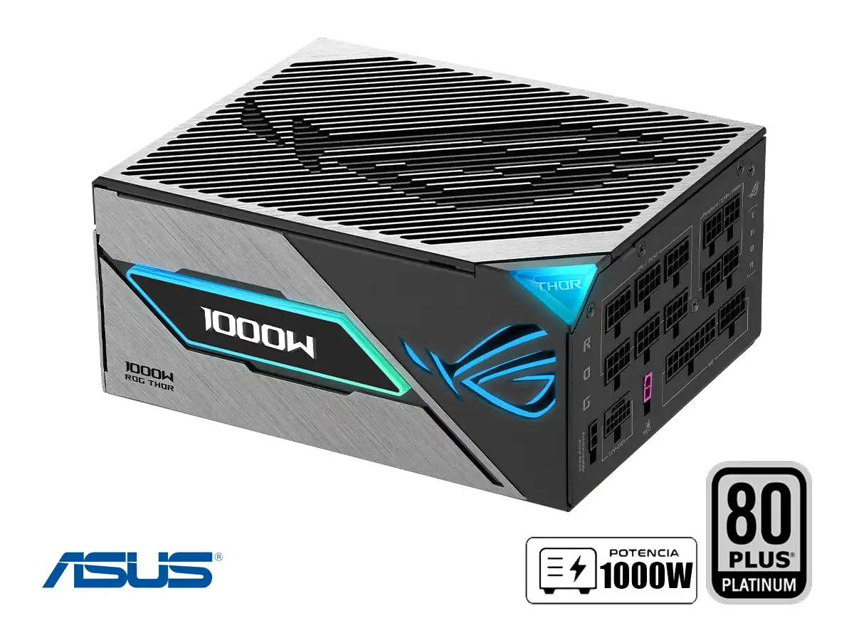 FUENTE DE PODER ASUS 1000W ROG THOR (ROG-THOR-1000P3-GAMING) ATX, 80 PLUS PLATINUM, MODULAR, NEGRO vista 2