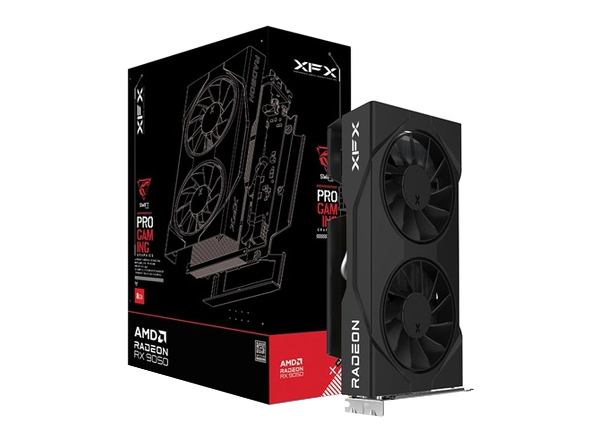 TARJETA DE VIDEO XFX RX 9050 SWIFT DUAL 8GB 128 BIT PCI 5.0 GDDR6, (RX-95SWFT8BE) NEGRO, 2 VENTILADORES
