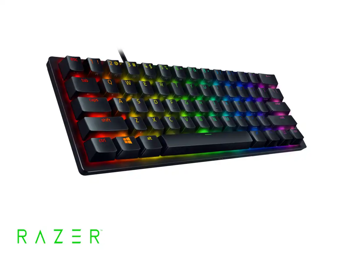 TECLADO GAMER RAZER HUNTSMAN MINI (RZ03-03392900-R311) MECANICO, SWITCH PURPLE, LED RGB, ES, NEGRO vista 3