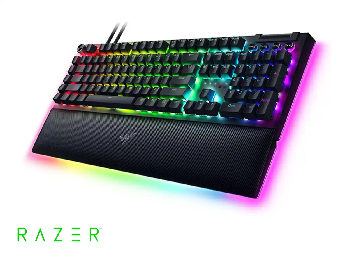 TECLADO GAMER RAZER BLACKWIDOW V4 PRO (RZ03-04680200-R3U1) MECANICO, SWITCH GREEN, LED RGB, NEGRO vista 3