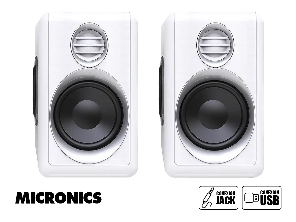 PARLANTE MICRONICS IRON WHITE MIC S314W 10 WATTS (S314W) INTERFAZ JACK 3.5 MM Y USB ENEGÍA vista 2