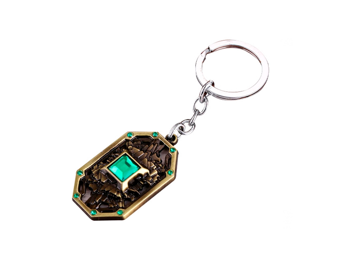 LLAVERO DOTA SPIRIT GREEN, COLOR BRONZE, FORMA DE ESUDO CON DIAMENTE VERDE CUADRADO INCRUSTADA 2 MOD (SPIRIT GREEN) vista 2