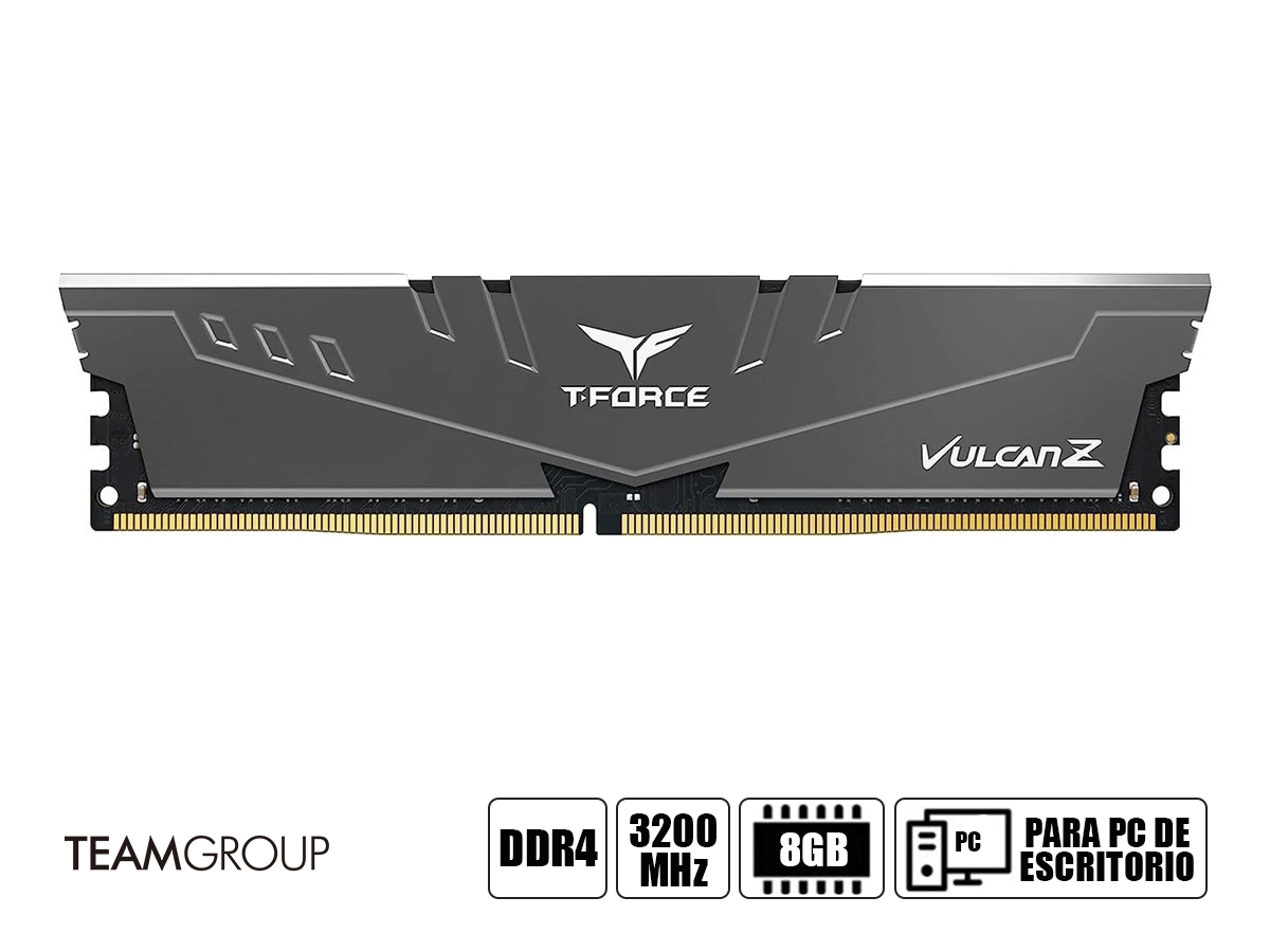 MEMORIA RAM TEAMGROUP DDR4 8GB T-FORCE VULCAN Z (TLZGD48G3200HC16F01) 3200 MHZ, GRIS vista 2