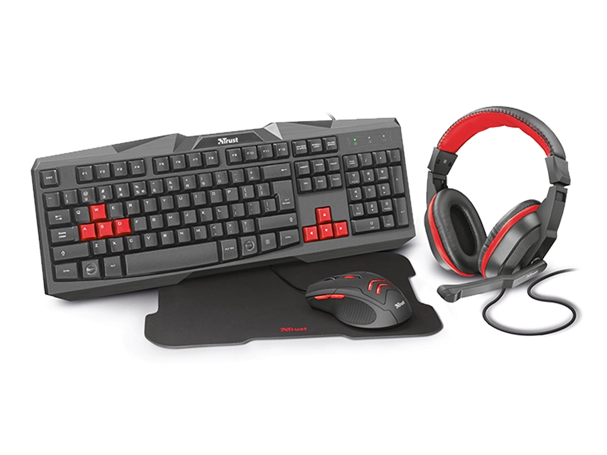 COMBO 4 EN UNO TRUST ZIVA GAMING TECLADO+ AURICULAR+MOUSE + MOUSEPAD, NEGRO vista 2