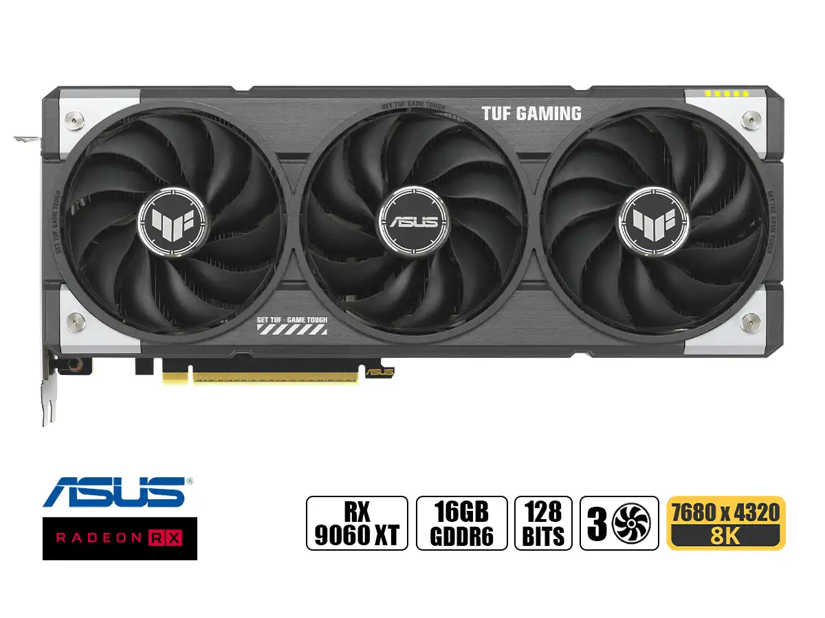 TARJETA DE VIDEO ASUS RX 9060XT TUF GAMING 16GB 128 BIT PCI 5.0 GDDR6 (VD16ASRX906XTTO) vista 2