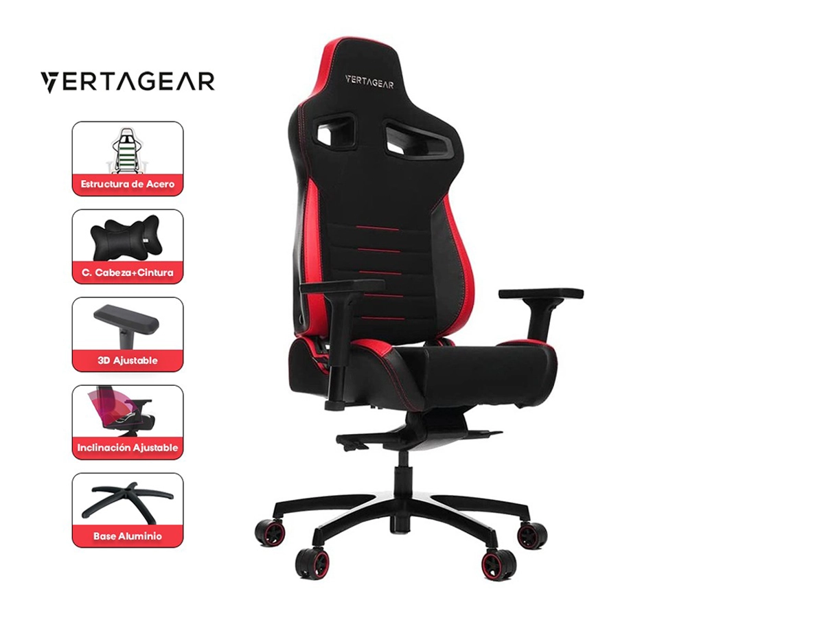 SILLA VERTAGEAR PL4500 REVENGE EDITION (VG-PL4500_RD) CAJA, NEGRO & ROJO, LOGO EN FRENTE vista 2