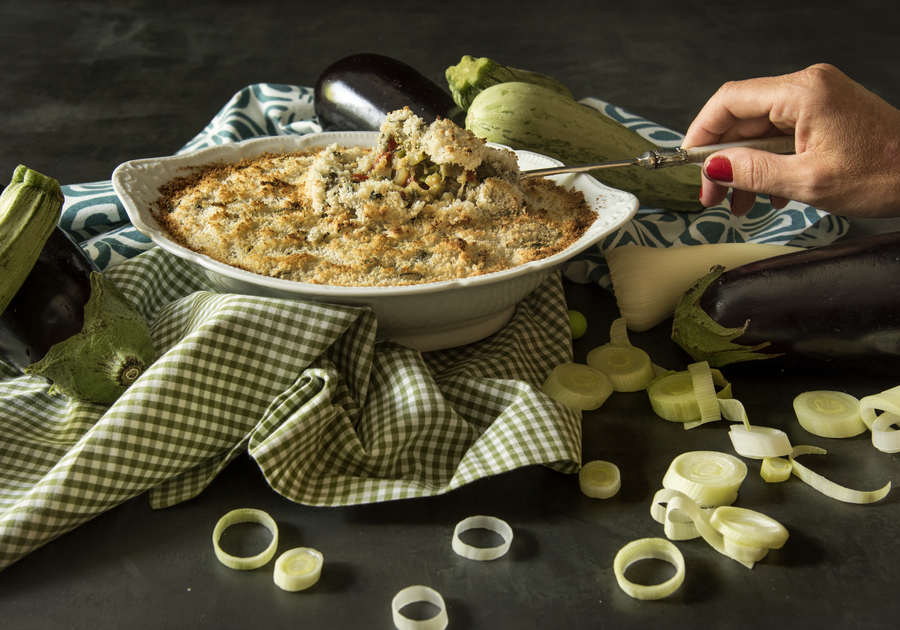 Crumble de Amêndoa com Ratatouille