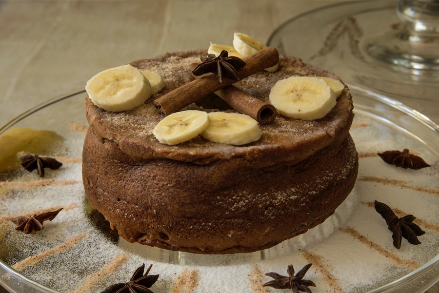 Bolo de Banana Cremoso sem Glúten e sem Lactose